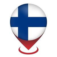 kartpekare med landet finland. finlands flagga. vektor illustration.