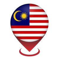 kartpekare med landet malaysia. malaysiska flaggan. vektor illustration.