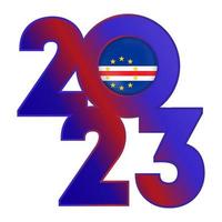 glücklich Neu Jahr 2023 Banner mit Kap verde Flagge innen. Vektor Illustration.