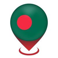 kartpekare med kontry bangladesh. bangladesh flagga. vektor illustration.