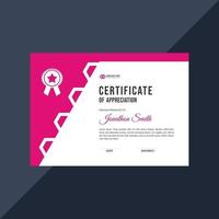 Corporate Pink Zertifikat Vorlage Design vektor