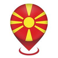 Kartenzeiger mit Land Nordmazedonien. Flagge Nordmazedoniens. Vektor-Illustration. vektor