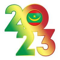 Lycklig ny år 2023 baner med mauretanien flagga inuti. vektor illustration.