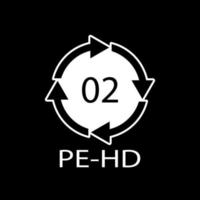 högdensitetspolyeten 02 pe-hd ikonsymbol vektor