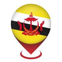 Kartenzeiger mit Land brunei. Brunei-Flagge. Vektor-Illustration. vektor