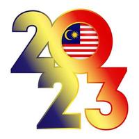 glücklich Neu Jahr 2023 Banner mit Malaysia Flagge innen. Vektor Illustration.