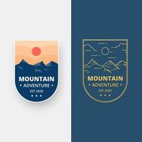 uppsättning landskapsmärkesdesign. mountain adventure design emblem i platt design. vektor