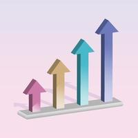 3d Wachstum Geschäft Graph Schritte Diagramm, Pfeil Symbol Zeichen oder Symbol vektor