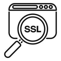 Suche ssl Zertifikat Symbol Gliederung Vektor. Netzwerk Sicherheit vektor