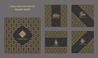 uppsättning av social media posta mall för ramadan kareem och Bra för och Bra för annan islamic fest vektor
