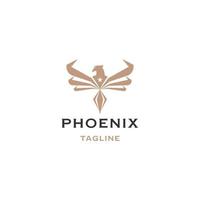 Phönix-Logo-Icon-Design-Vorlage flacher Vektor