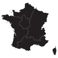 Frankrike, franska Karta med svart och vit översikt division 5 regioner. vektor illustratör.