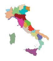 Italien Karta med Flerfärgad administrativ område på vit bakgrund. vektor