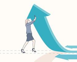 Geschäft Frau Punkte zu Erfolg im Geschäft, Ändern Richtung. Hand gezeichnet Stil Vektor Design Illustration
