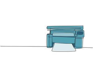 en enda radritning av digital laserskrivare för affärsföretag. elektricitet små hemmakontor utrustning verktyg koncept. dynamisk kontinuerlig linje grafisk rita vektor design illustration