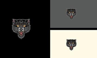 Kopf schwarz Wolf wütend Vektor Illustration Maskottchen Design