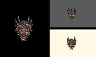 Kopf Teufel mit Horn Vektor Illustration Maskottchen Design