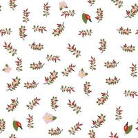 nahtlos Muster mit Hagebutte Beeren und Blumen. Sammlung von verschiedene Beeren, Kräuter vektor