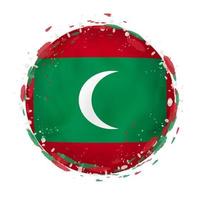runda grunge flagga av maldiverna med stänk i flagga Färg. vektor