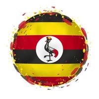 runda grunge flagga av uganda med stänk i flagga Färg. vektor
