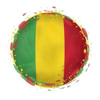 runden Grunge Flagge von Mali mit spritzt im Flagge Farbe. vektor