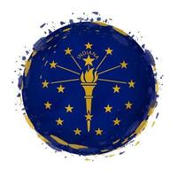 runden Grunge Flagge von Indiana uns Zustand mit spritzt im Flagge Farbe. vektor
