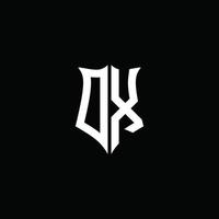 DX-Monogramm-Brief-Logo-Band mit Schild-Stil auf schwarzem Hintergrund isoliert vektor