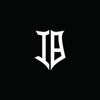ib Monogramm Brief Logo Band mit Schild Stil isoliert auf schwarz Hintergrund vektor