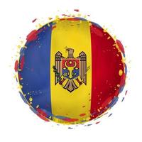 runden Grunge Flagge von Moldau mit spritzt im Flagge Farbe. vektor