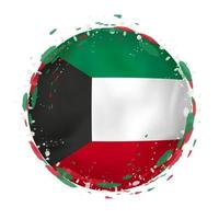 runda grunge flagga av kuwait med stänk i flagga Färg. vektor