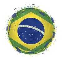 runda grunge flagga av Brasilien med stänk i flagga Färg. vektor