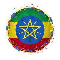 runden Grunge Flagge von Äthiopien mit spritzt im Flagge Farbe. vektor