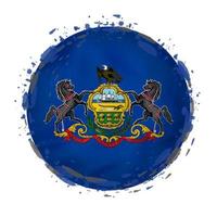runda grunge flagga av Pennsylvania oss stat med stänk i flagga Färg. vektor