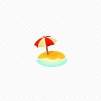 strand emoji illustration ikon. 3d realistisk strand och paraply. sommar. vektor