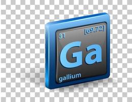 Gallium chemisches Element. chemisches Symbol mit Ordnungszahl und Atommasse. vektor