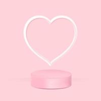 Liebe Herz glühen Lampe auf Rosa Hintergrund mit realistisch Podium vektor