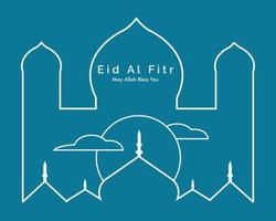 eid al fitr Linie Kunst Moschee vektor