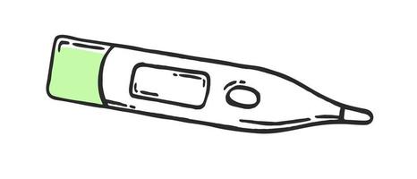 elektronisch Thermometer, medizinisch pharmazeutische Krankenhaus Gerät. Vektor Illustration von medizinisch Ausrüstung, handgemalt