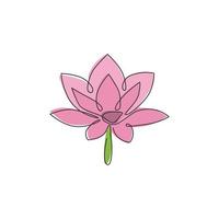 Eine durchgehende Strichzeichnung von Beauty Fresh Lotus für das Spa-Business-Logo. druckbares dekoratives Seerosenblumenkonzept für Wohnwanddekor-Poster. Einzeilige Grafik-Draw-Design-Vektor-Illustration vektor