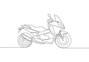 einer kontinuierlich Linie Zeichnung von modisch elegant asiatisch Unterbein Motorrad Logo. Stadt Motorrad Konzept. Single Linie zeichnen Design Vektor Illustration