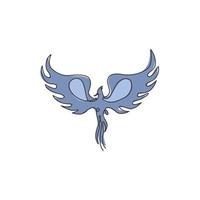 Eine einzige Strichzeichnung eines Luxus-Phoenix-Vogels für die Identität des Firmenlogos. Business Corporation Symbol Konzept aus Tierform. moderne durchgehende Linie zeichnen Vektordesign-Grafikillustration vektor