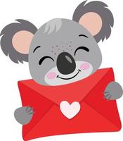 liebend Koala halten ein Valentinstag Brief Briefumschlag vektor