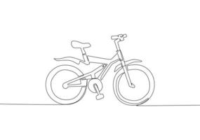 einer kontinuierlich Linie Zeichnung von modern und modisch Fahrrad Kinder Logo. Spaß Fahrrad Konzept. Single Linie zeichnen Design Vektor Illustration