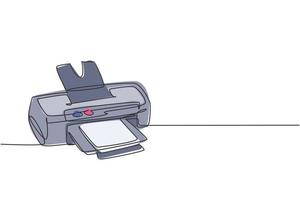 en enda radritning av digital skrivare för företagens utskriftsbehov. elektricitet små hemmakontor verktyg koncept. dynamisk kontinuerlig linje grafisk rita vektor design illustration