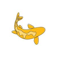 Eine durchgehende Strichzeichnung von eleganten, schönen Koi-Fischen für die Logoidentität der Aquarienfarm. japanische typische Schönheit Karpfen Fisch Symbol Konzept. trendige Single-Line-Draw-Design-Vektorgrafik-Illustration vektor