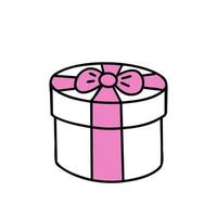 Rosa Geschenk Box im Gekritzel Stil, Geschenk Schönheit Kasten. Illustration zum Hintergründe, Abdeckungen und Verpackung. Bild können Sein benutzt zum Gruß Karten, Plakate und Aufkleber. isoliert auf Weiß Hintergrund. vektor