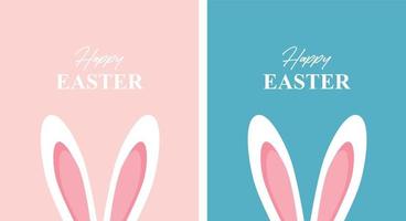 süß glücklich Ostern Beschriftung Karte mit Hase Ohren vektor