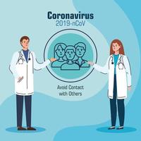 Ärzte mit Empfehlungen zur Beendigung des Coronavirus vektor