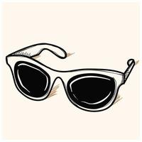 Vektor Illustration. Hand gezeichnet Gekritzel retro Sonnenbrille Horn umrandet Brille. Karikatur skizzieren. Dekoration zum Gruß Karten, Poster, Embleme, Tapeten