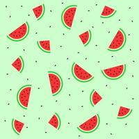 vattenmelon mönster vektor bakgrund. vattenmeloner på ljus grön bakgrund. proffs vektor illustration.